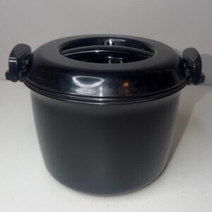 Pampered Chef Rice Cooker Plus 2779 Microwave Steamer 3 Quart Black Pot & Lid